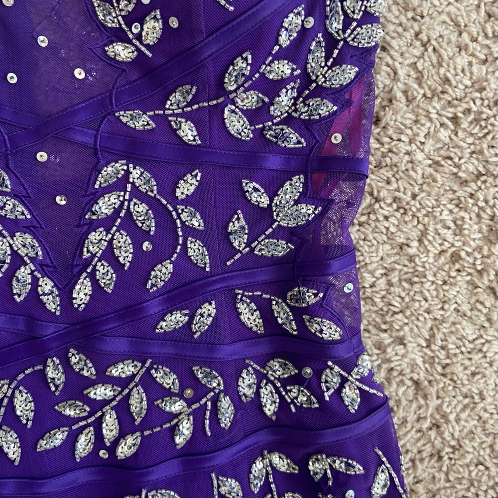 Vintage David's Bridal Purple Mermaid Beaded Formal Prom Dress - Picture 4 of 7